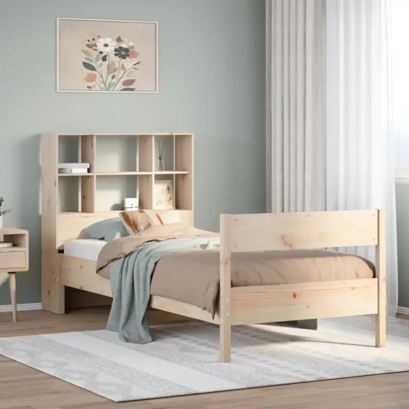 Boekenkastbed met massief grenenhout en ideale totale afmetingen - Naturel / 90 x 200 cm - Bedden & bedframes