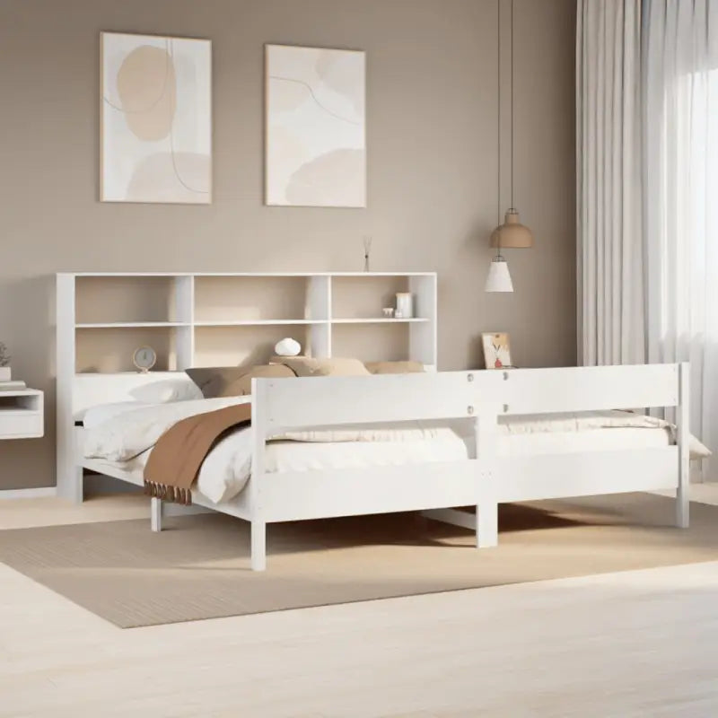 Boekenkastbed met massief grenenhout en ideale totale afmetingen - Wit / 180 x 200 cm - Bedden & bedframes