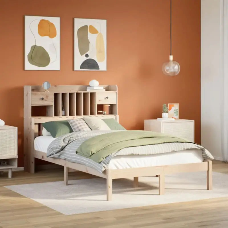 Boekenkastbed met massief grenenhout en optimale totale afmetingen - Naturel / 135 x 190 cm - Bedden & bedframes