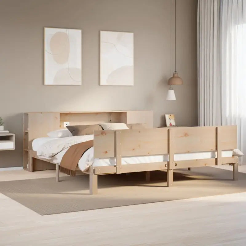 Boekenkastbed van massief grenenhout met aantrekkelijke totale afmetingen - Naturel / 180 x 200 cm - Bedden & bedframes