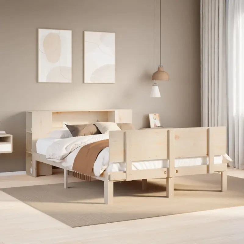 Boekenkastbed van massief grenenhout met aantrekkelijke totale afmetingen - Naturel / 120 x 190 cm - Bedden & bedframes