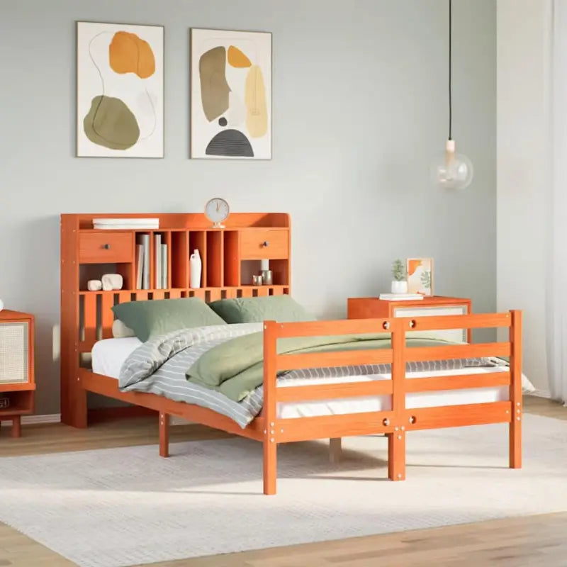 Boekenkastbed van massief grenenhout met comfortabele totale afmetingen - Wasbruin / 120 x 190 cm - Bedden & bedframes