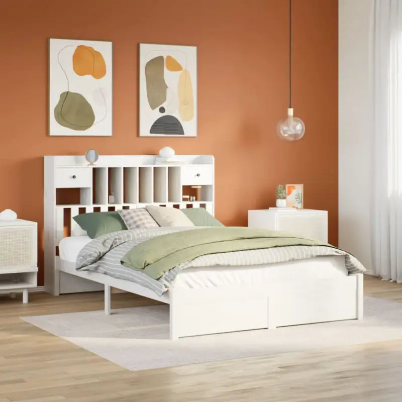 Boekenkastbed van massief grenenhout met comfortabele totale afmetingen - Wit / 140 x 190 cm - Bedden & bedframes