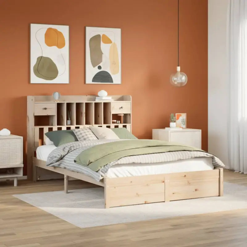 Boekenkastbed van massief grenenhout met comfortabele totale afmetingen - Naturel / 150 x 200 cm - Bedden & bedframes