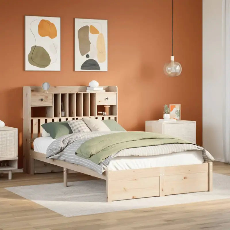 Boekenkastbed van massief grenenhout met comfortabele totale afmetingen - Naturel / 135 x 190 cm - Bedden & bedframes