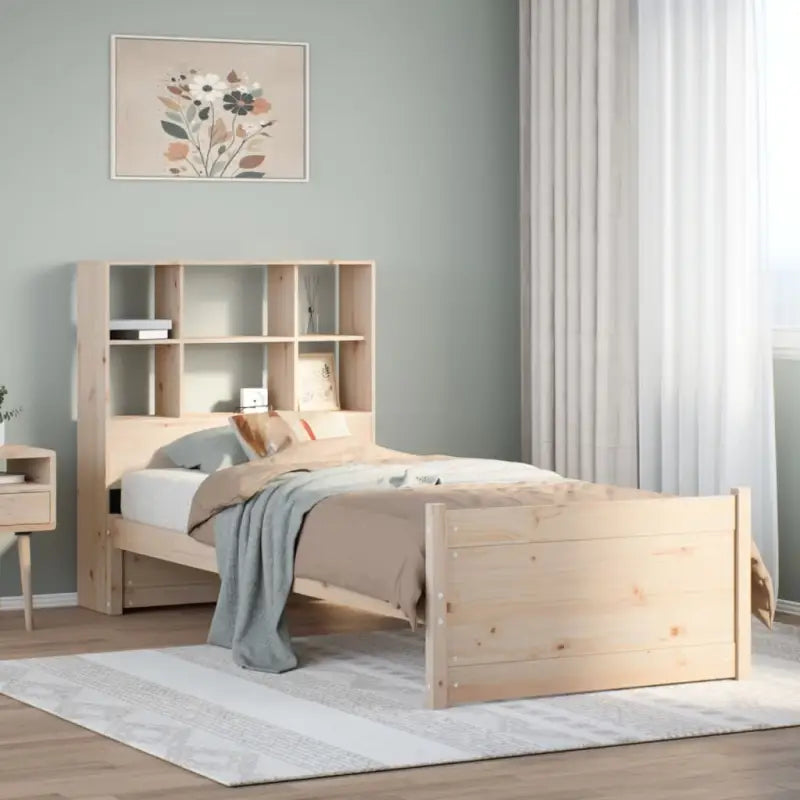 Boekenkastbed van massief grenenhout met duurzame totale afmetingen - Naturel / 90 x 200 cm - Bedden & bedframes