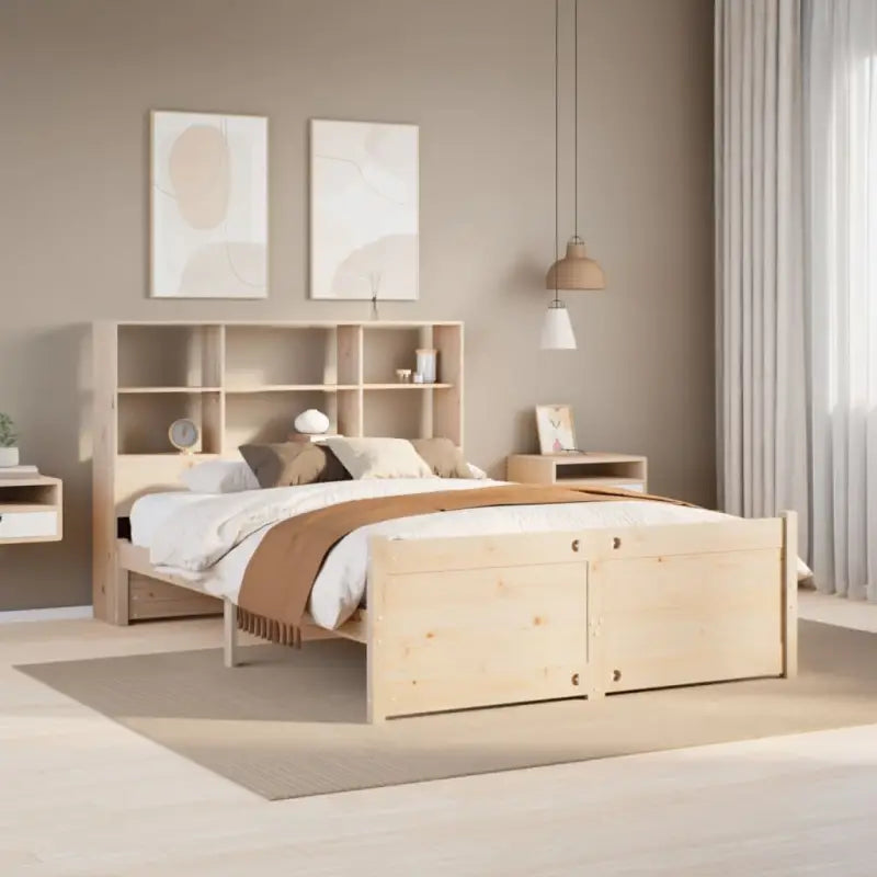 Boekenkastbed van massief grenenhout met duurzame totale afmetingen - Naturel / 160 x 200 cm - Bedden & bedframes