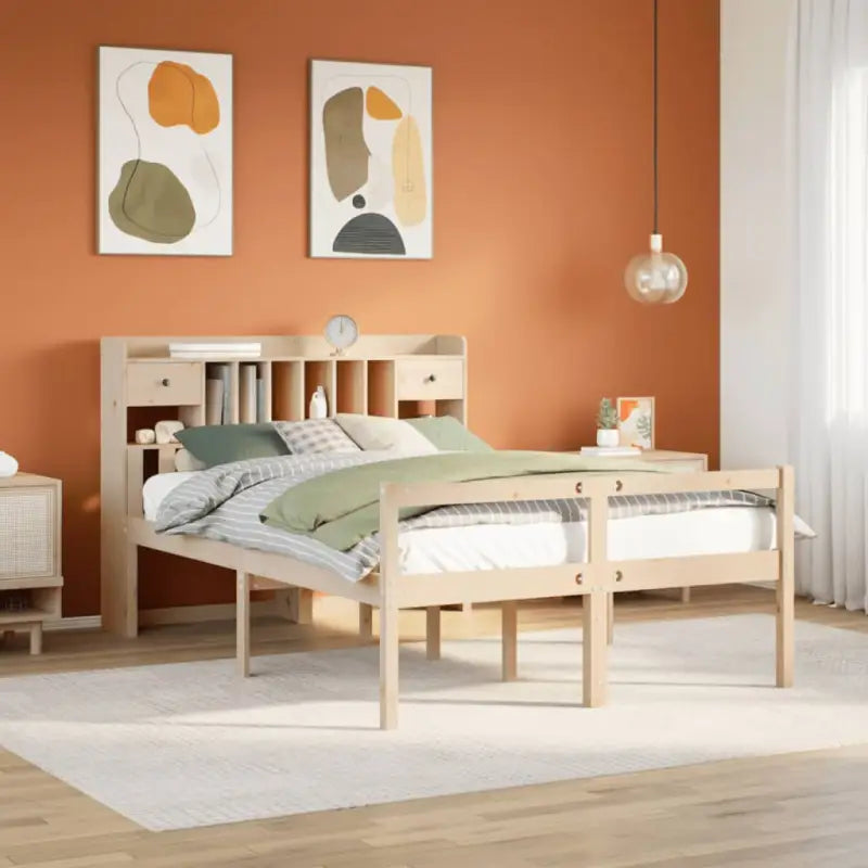 Boekenkastbed van massief grenenhout met grote totale afmetingen - Naturel / 140 x 190 cm - Bedden & bedframes