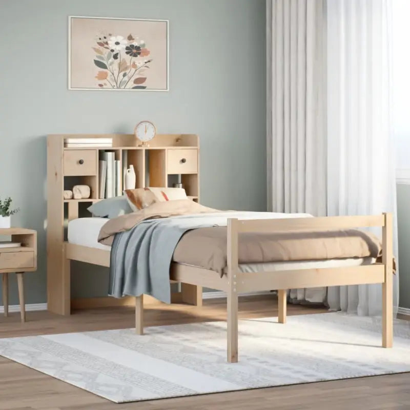 Boekenkastbed van massief grenenhout met grote totale afmetingen - Naturel / 100 x 200 cm - Bedden & bedframes