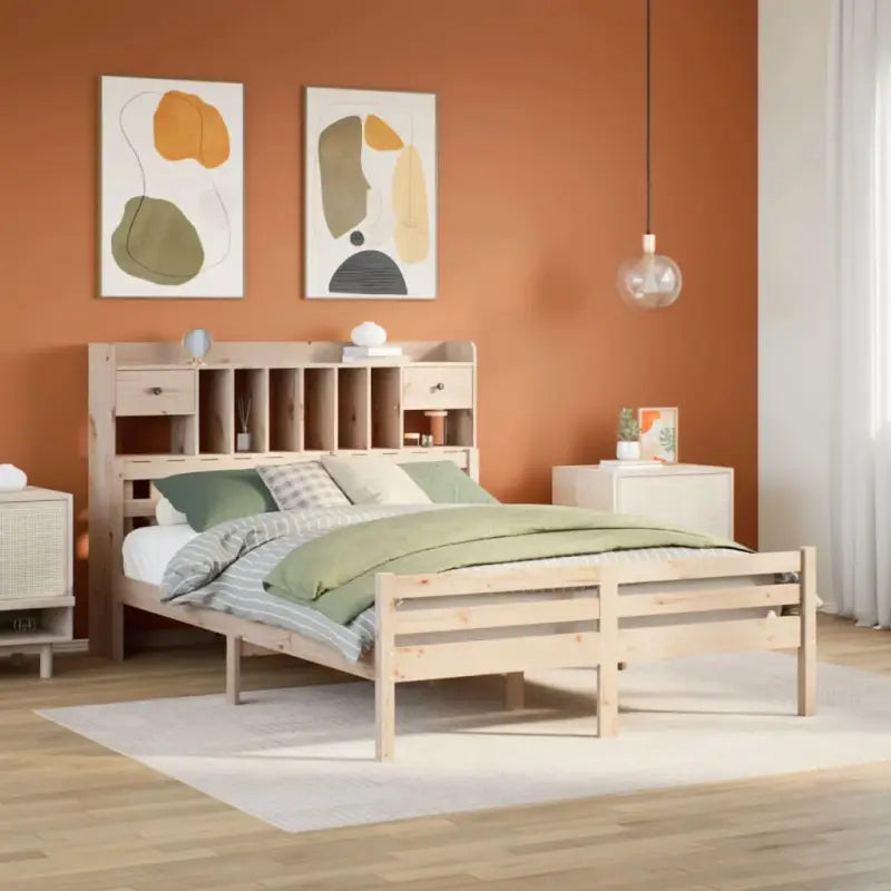 Boekenkastbed van massief grenenhout met ideale totale afmetingen - Naturel / 140 x 190cm - Bedden & bedframes