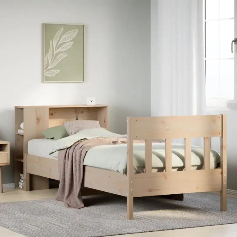Boekenkastbed van massief grenenhout met ideale totale afmetingen - Naturel / 90 x 190 cm - Bedden & bedframes