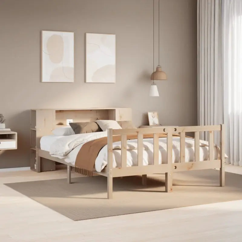 Boekenkastbed van massief grenenhout met ideale totale afmetingen - Naturel / 150 x 200 cm - Bedden & bedframes