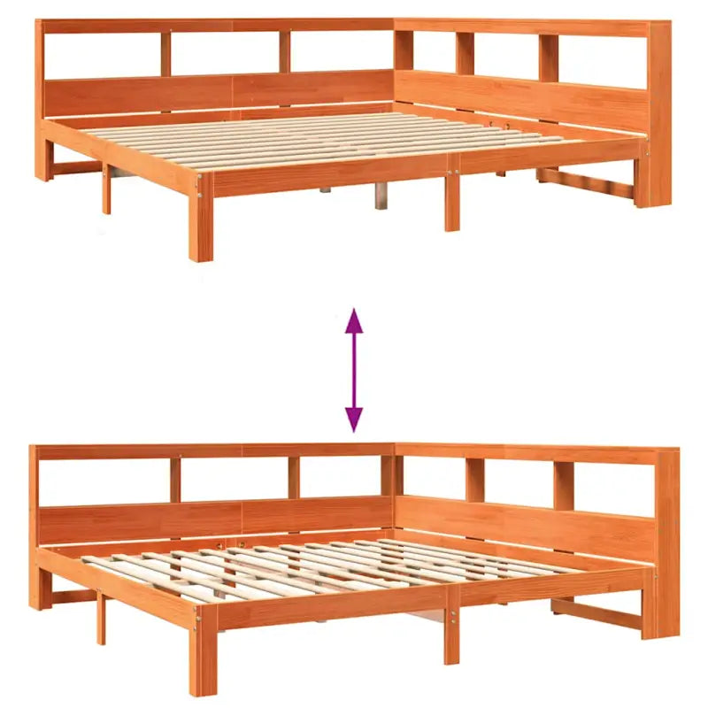Boekenkastbed van massief grenenhout met ideale totale afmetingen - Bedden & bedframes