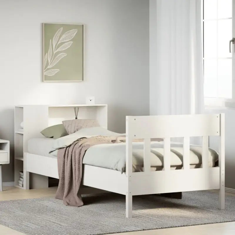 Boekenkastbed van massief grenenhout met ideale totale afmetingen - Wit / 75 x 190 cm - Bedden & bedframes
