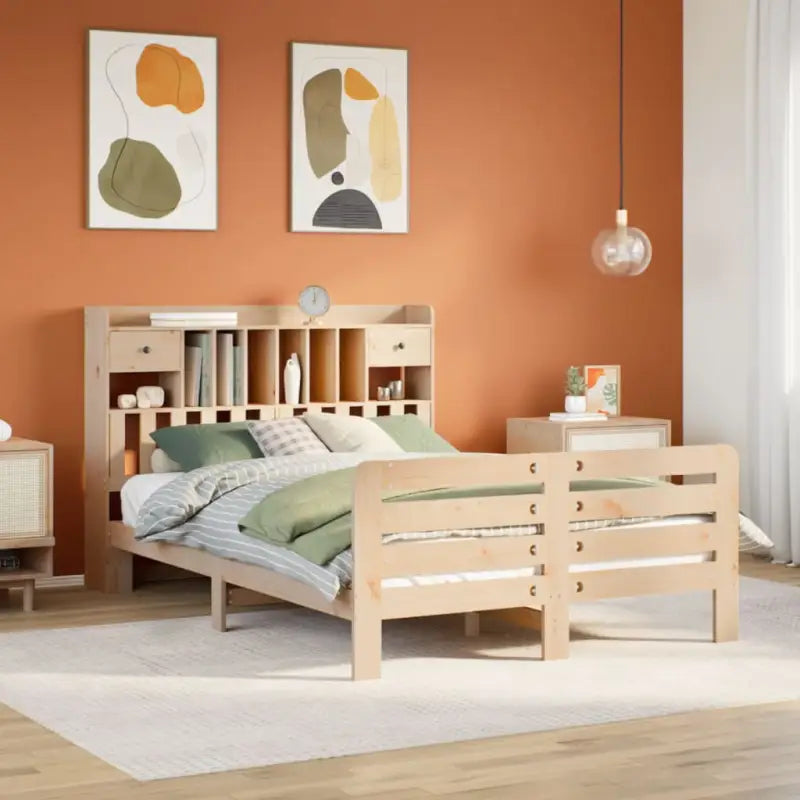 Boekenkastbed van massief grenenhout met optimale totale afmetingen - Naturel / 140 x 200 cm - Bedden & bedframes