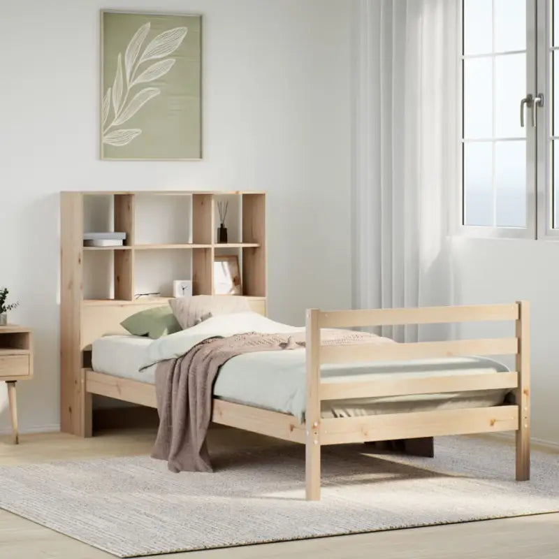 Boekenkastbed van massief grenenhout met optimale totale afmetingen - Naturel / 90 x 190 cm - Bedden & bedframes