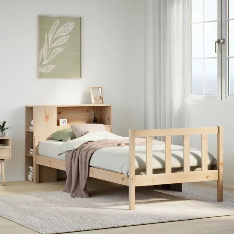 Boekenkastbed van massief grenenhout met optimale totale afmetingen - Naturel / 100 x 200 cm - Bedden & bedframes