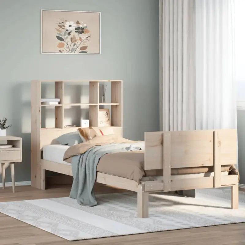 Boekenkastbed van massief grenenhout met optimale totale afmetingen - Naturel / 100 x 200 cm - Bedden & bedframes