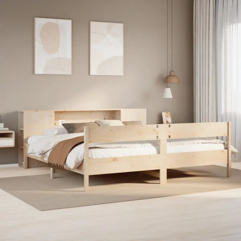 Boekenkastbed van massief grenenhout met optimale totale afmetingen - Naturel / 200 x 200 cm - Bedden & bedframes