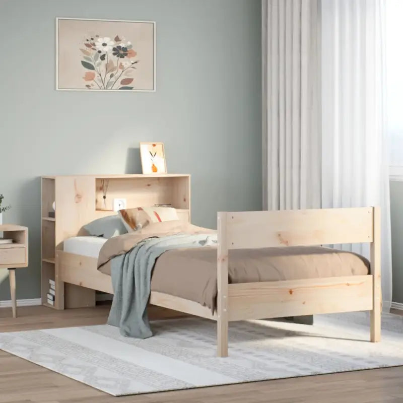 Boekenkastbed van massief grenenhout met optimale totale afmetingen - Naturel / 75 x 190 cm - Bedden & bedframes