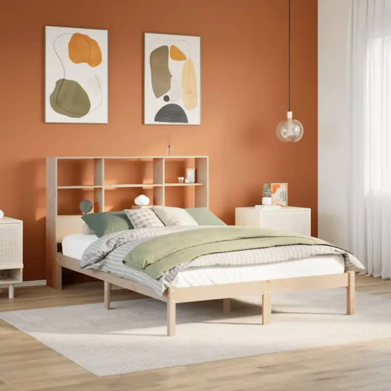 Boekenkastbed van massief grenenhout met optimale totale afmetingen - Naturel / 120 x 190 cm - Bedden & bedframes