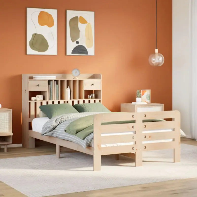 Boekenkastbed van massief grenenhout met optimale totale afmetingen - Naturel / 120 x 190 cm - Bedden & bedframes