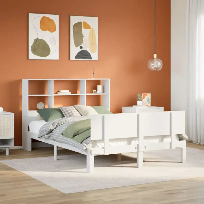 Boekenkastbed van massief grenenhout met optimale totale afmetingen - Wit / 140 x 190 cm - Bedden & bedframes