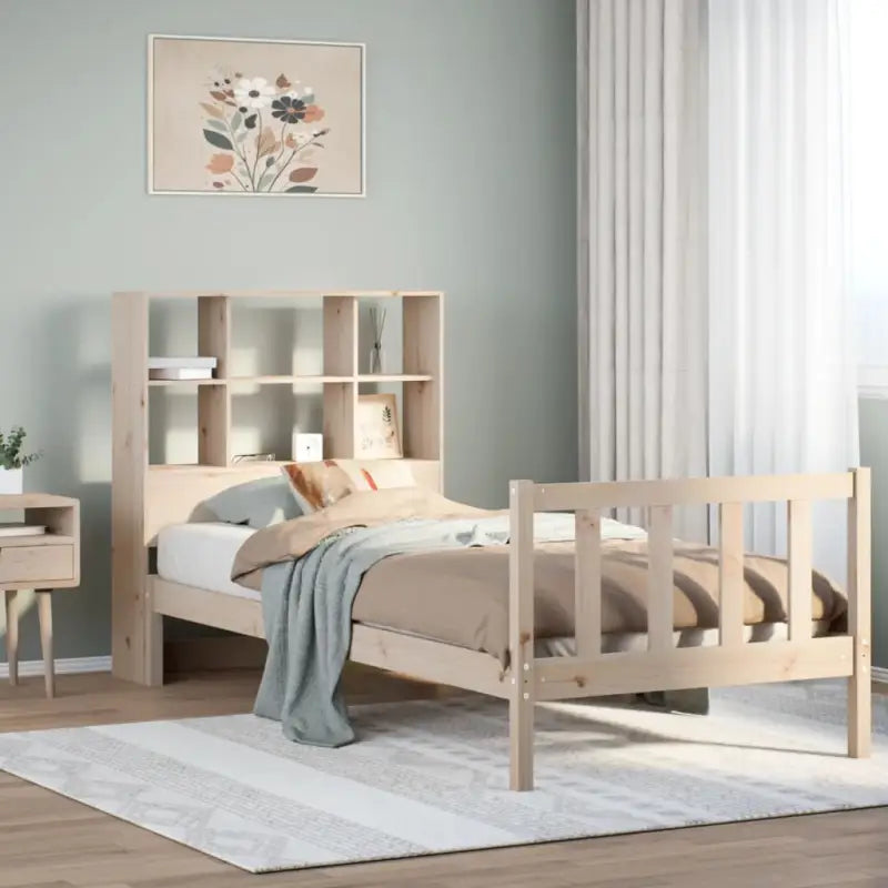 Boekenkastbed van massief grenenhout met optimale totale afmetingen - Naturel / 90 x 200 cm - Bedden & bedframes