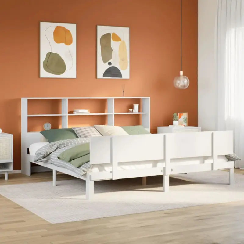 Boekenkastbed van massief grenenhout met optimale totale afmetingen - Wit / 180 x 200 cm - Bedden & bedframes