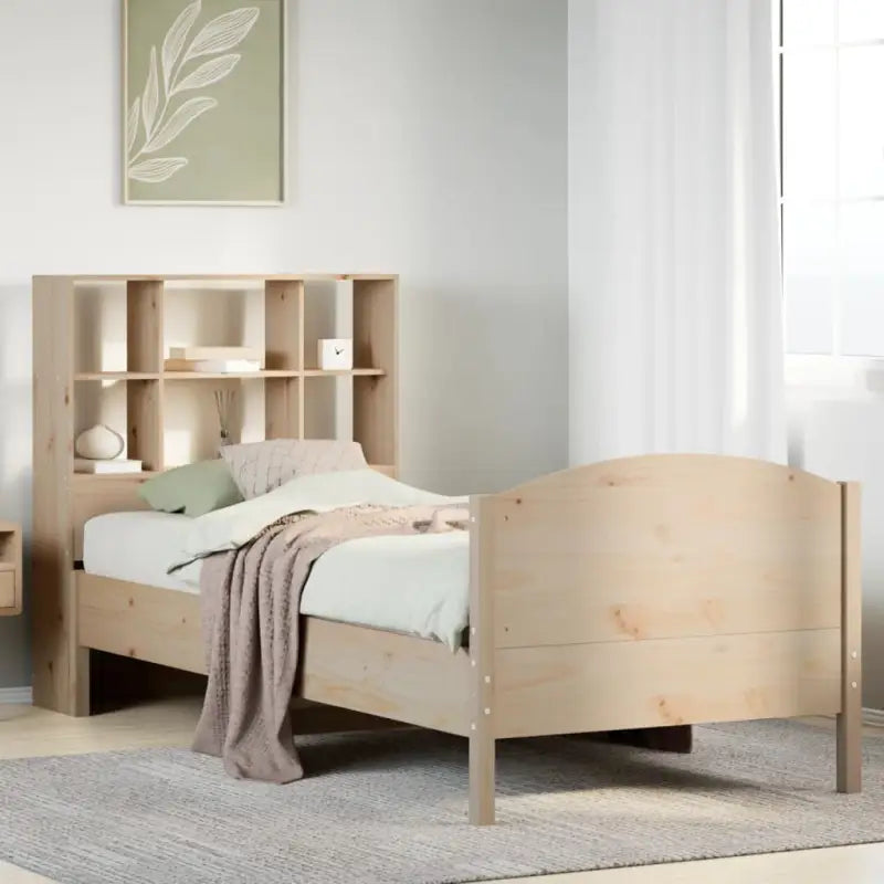 Boekenkastbed van massief grenenhout met optimale totale afmetingen - Naturel / 90 x 200 cm - Bedden & bedframes