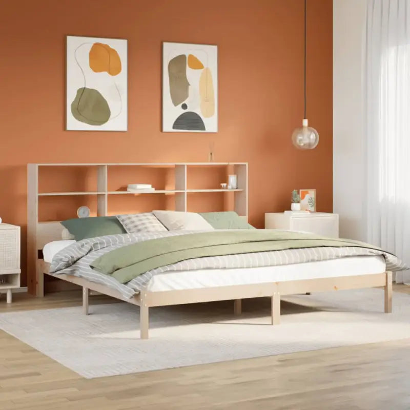 Boekenkastbed van massief grenenhout met optimale totale afmetingen - Naturel / 200 x 200 cm - Bedden & bedframes