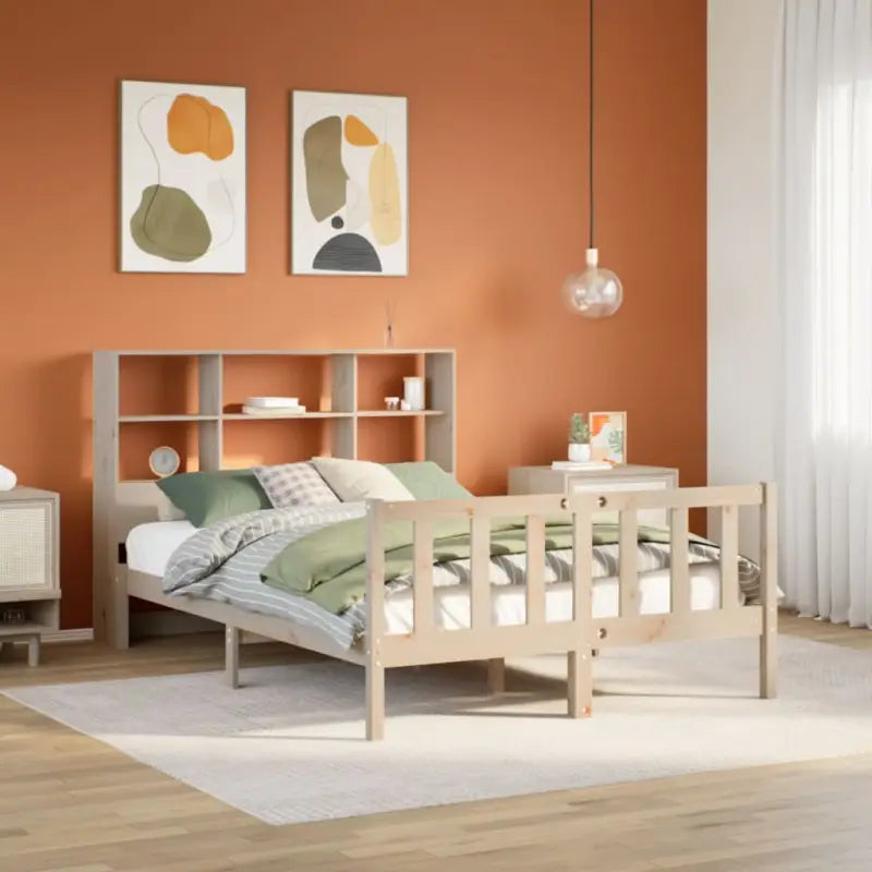 Boekenkastbed van massief grenenhout met optimale totale afmetingen - Naturel / 120 x 200 cm - Bedden & bedframes