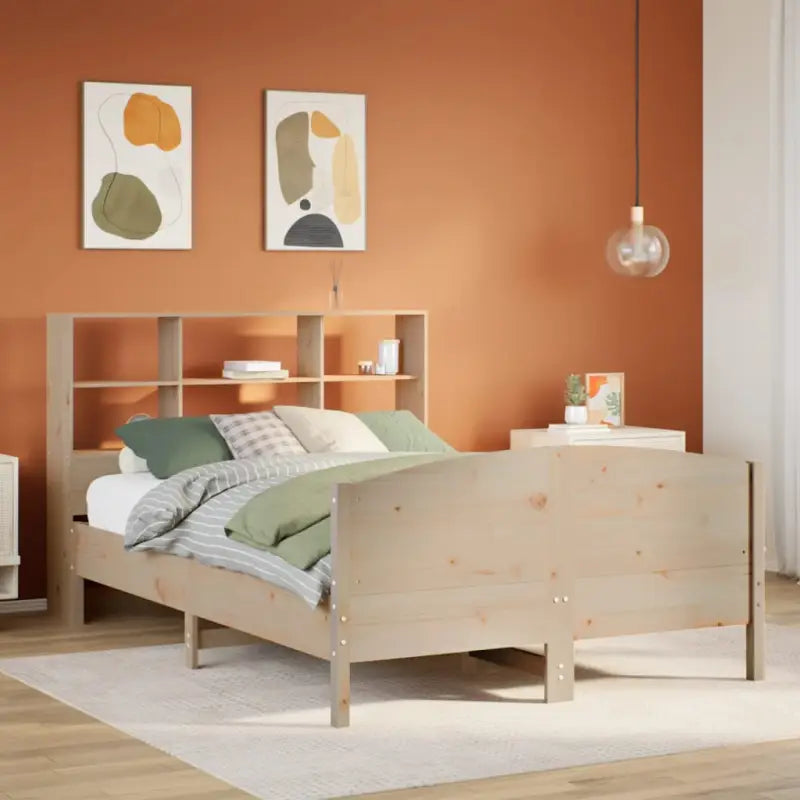 Boekenkastbed van massief grenenhout met optimale totale afmetingen - Naturel / 140 x 200 cm - Bedden & bedframes