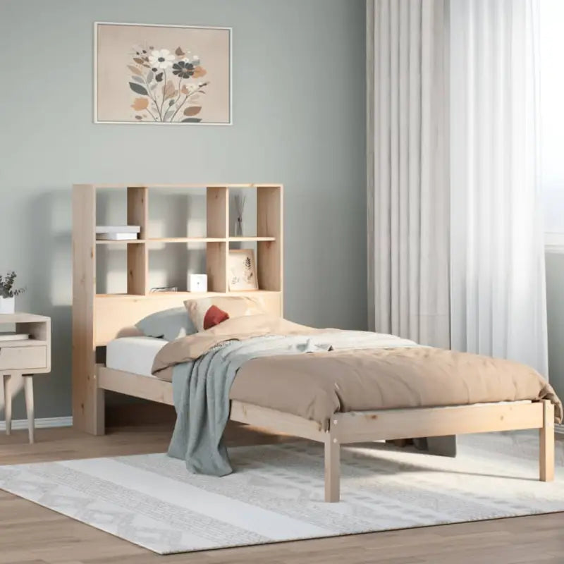 Boekenkastbed van massief grenenhout met optimale totale afmetingen - Naturel / 90 x 200 cm - Bedden & bedframes