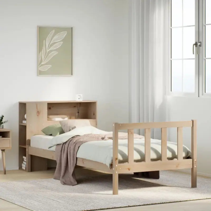 Boekenkastbed van massief grenenhout met optimale totale afmetingen - Naturel / 90 x 200 cm - Bedden & bedframes