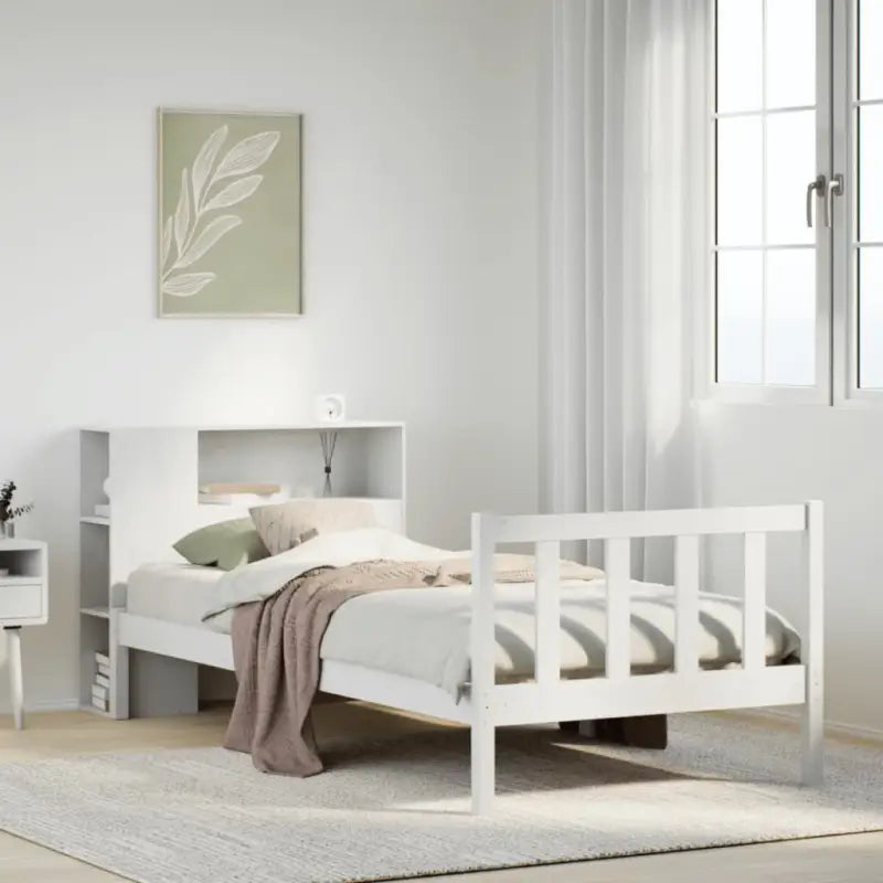 Boekenkastbed van massief grenenhout met optimale totale afmetingen - Wit / 90 x 190 cm - Bedden & bedframes