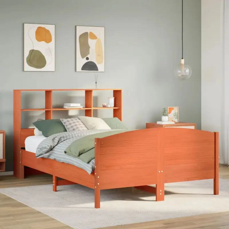 Boekenkastbed van massief grenenhout met optimale totale afmetingen - Wasbruin / 120 x 190 cm - Bedden & bedframes