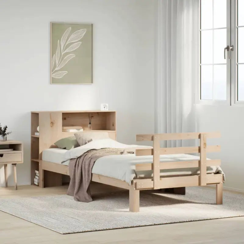 Boekenkastbed van massief grenenhout met optimale totale afmetingen - Naturel / 90 x 200 cm - Bedden & bedframes