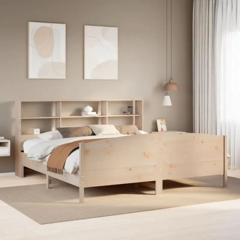 Boekenkastbed van massief grenenhout met optimale totale afmetingen - Naturel / 180 x 200 cm - Bedden & bedframes