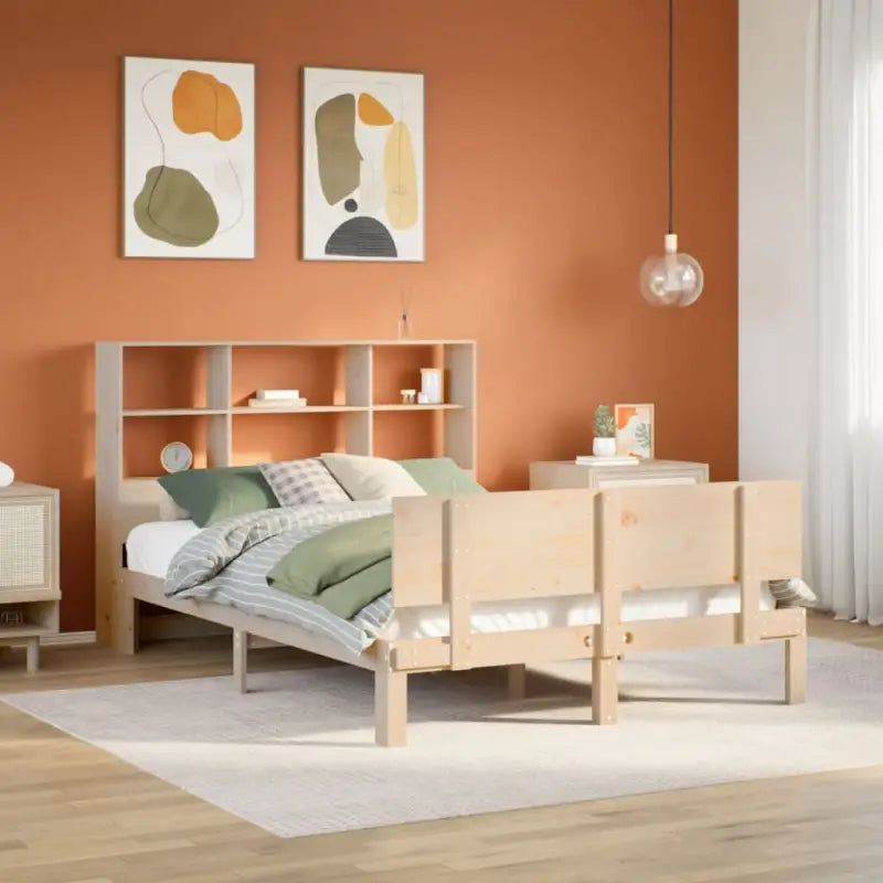 Boekenkastbed van massief grenenhout met optimale totale afmetingen - Naturel / 140 x 200 cm - Bedden & bedframes