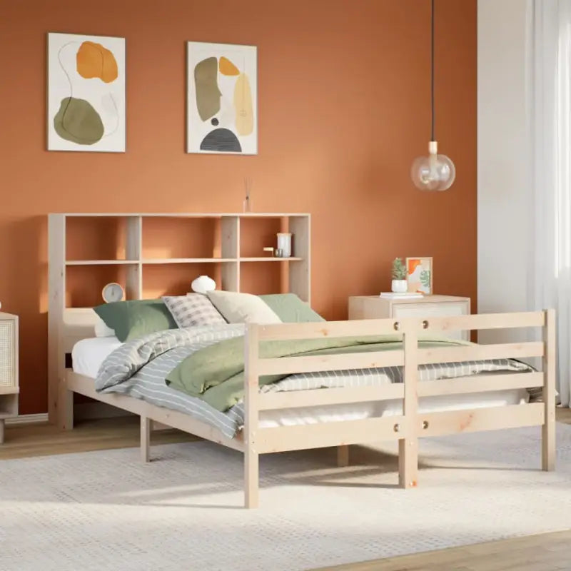 Boekenkastbed van massief grenenhout met optimale totale afmetingen - Naturel / 150 x 200 cm - Bedden & bedframes