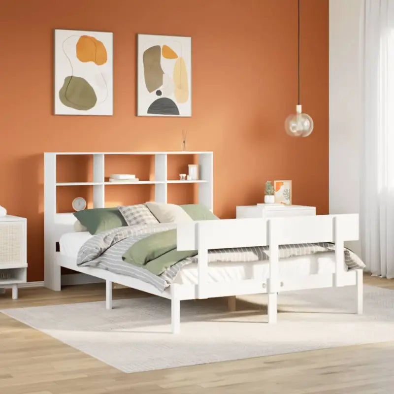 Boekenkastbed van massief grenenhout met optimale totale afmetingen - Wit / 120 x 190 cm - Bedden & bedframes