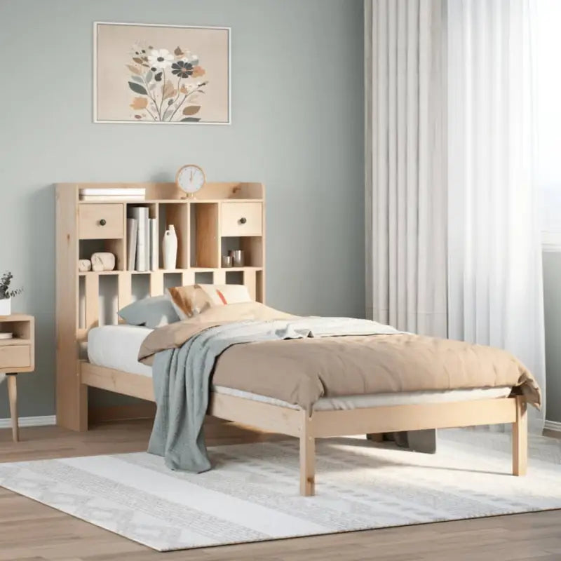 Boekenkastbed van massief grenenhout met optimale totale afmetingen - Naturel / 90 x 190 cm - Bedden & bedframes