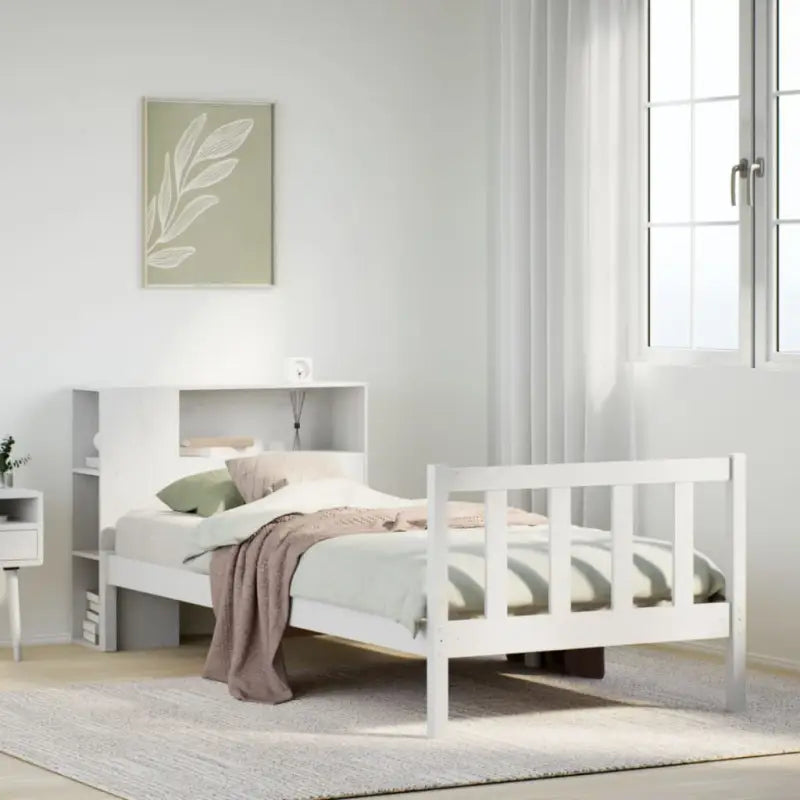 Boekenkastbed van massief grenenhout met optimale totale afmetingen - Wit / 75 x 190 cm - Bedden & bedframes