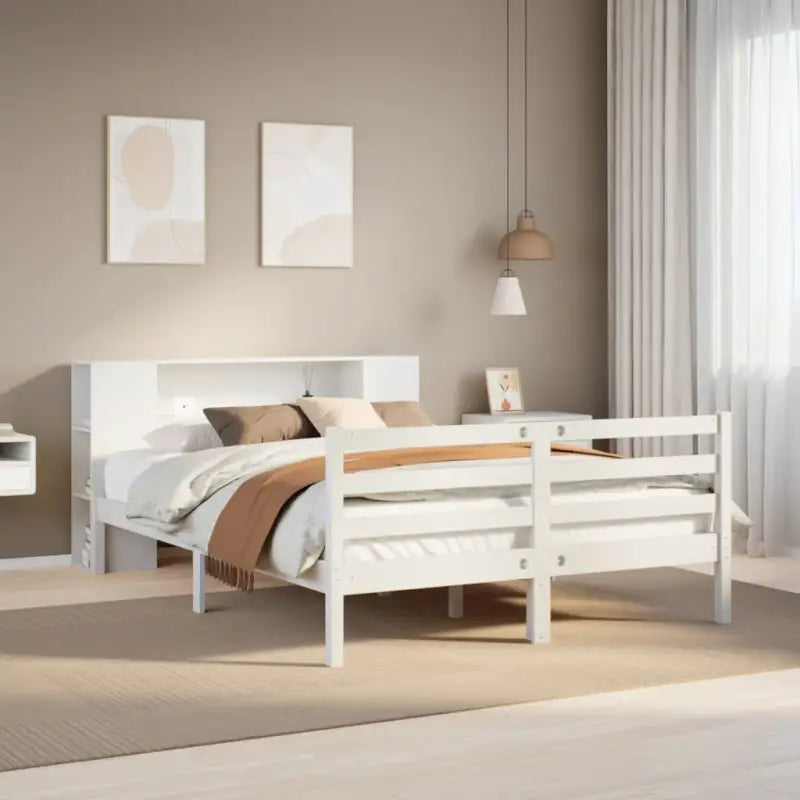 Boekenkastbed van massief grenenhout met optimale totale afmetingen - Wit / 120 x 190 cm - Bedden & bedframes