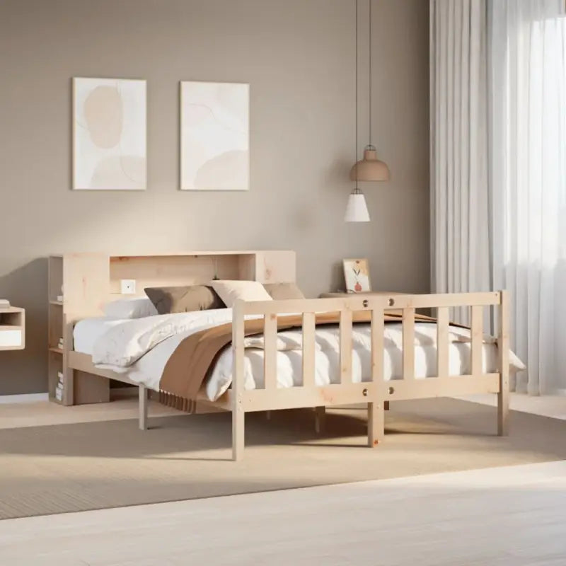 Boekenkastbed van massief grenenhout met optimale totale afmetingen - Naturel / 120 x 190 cm - Bedden & bedframes