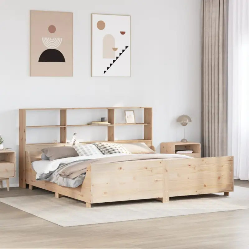 Boekenkastbed van massief grenenhout met perfecte totale afmetingen - Bruin / 200 x 200 cm - Bedden & bedframes