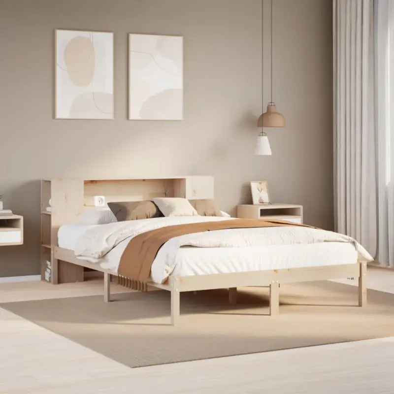 Boekenkastbed van massief grenenhout met perfecte totale afmetingen - Naturel / 160 x 200 cm - Bedden & bedframes