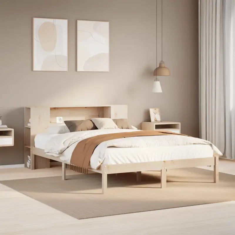 Boekenkastbed van massief grenenhout met perfecte totale afmetingen - Naturel / 120 x 200 cm - Bedden & bedframes