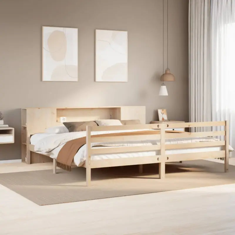 Boekenkastbed van massief grenenhout met perfecte totale afmetingen - Naturel / 200 x 200 cm - Bedden & bedframes